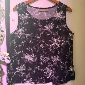 croft & barrow Black Floral Sleeveless Tank Top